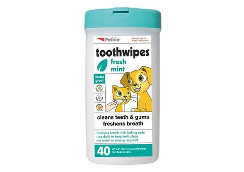 Petkin Fresh Mint Toothwipes For Dogs And Cats 40 Pack | VetSupply Australia
