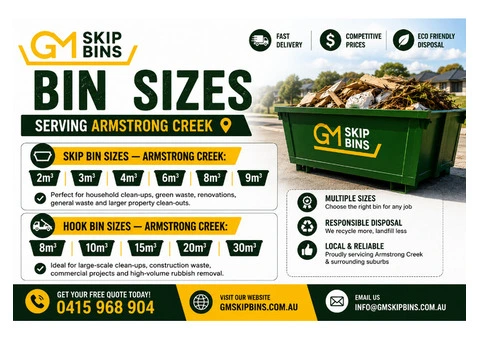 Best Skip Bin Hire Armstrong Creek — Local Service, Unbeatable Prices | GM Skip Bins