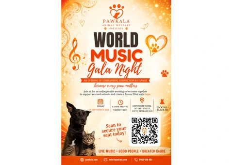 World Music Gala – Pawkala Animal Welfare Charity Gala Dinner