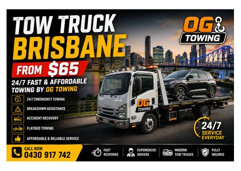 Tow Truck Brisbane From $65 | 24/7 Fast & Affordable Towing by OG Towing