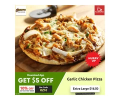 Get 10% off on your 1st Order @ Vinnys Pizza Pasta & Ribs