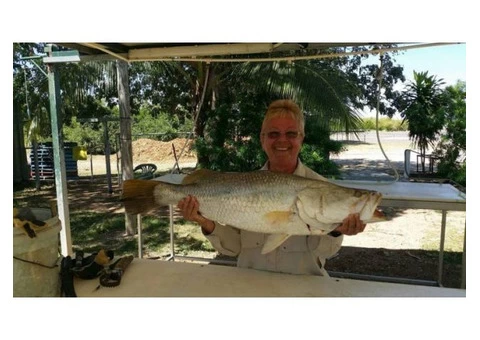 Robyn Coates gets a 94 cm Barramundi