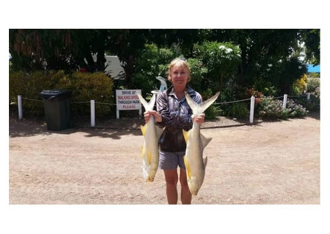 Lenny with a 1.4 Jew and Judy Hall with 2 King Salmon fish