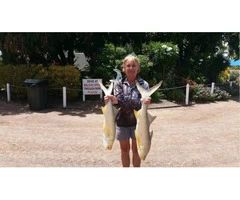 Lenny with a 1.4 Jew and Judy Hall with 2 King Salmon fish