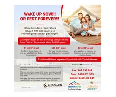 Home builders, renovators offered $25,000 grants in the federal government package - Emperor Stone