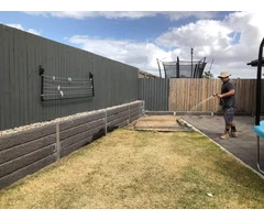 Concrete retaining wall on June 4 in Logan Reserve