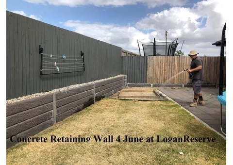 Concrete retaining wall on June 4 in Logan Reserve. - 1/5