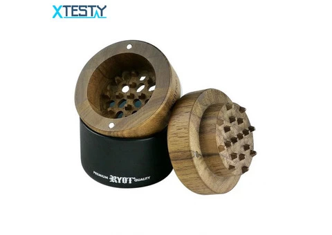 RYOT Wood GR8TR Grinder with Matte Black Jar Body and Walnut Top